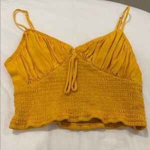 Forever 21 Gold Ruched Crop Camisole